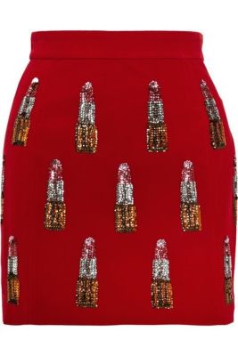 Sequin-embellished velvet mini skirt