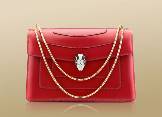 Serpenti Shoulder Bag in Calf Leather in Ruby Red