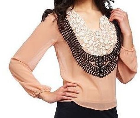 Sheer Blouse with Crochet Detail