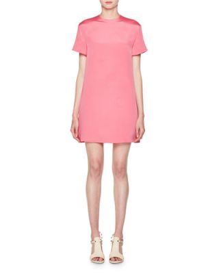 Short Sleeve Cashmere Silk Pullover with Lace Cutout