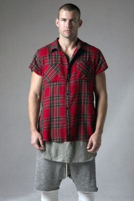 Short Sleeve Zipper Flannel