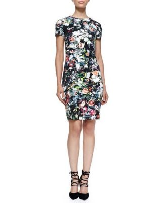 Short-Sleeve Floral Festival-Print Dress