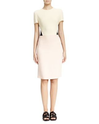 Short-Sleeve Tri-Tone Colorblock Dress, Butter