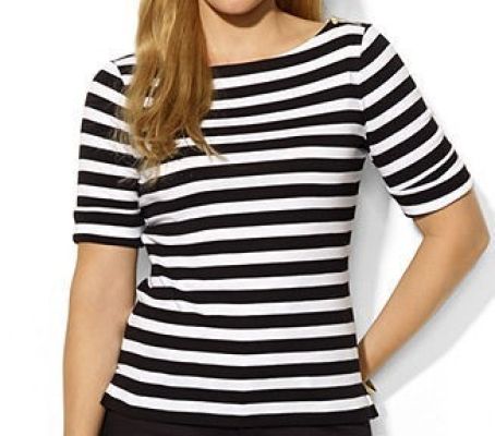 Short-Sleeve Zipper-Detail Boat-Neck Top