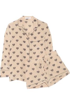 Signature printed washed-silk pajama set