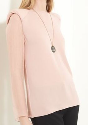 Silk Cady Long Sleeve Blouse