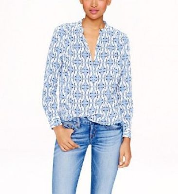 Silk Cat-Print Blouse