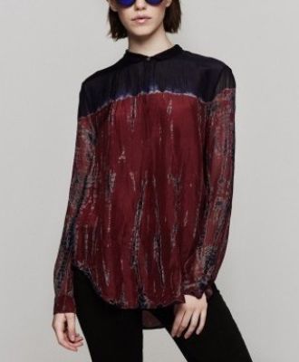 Silk Henley Blouse In Tetra