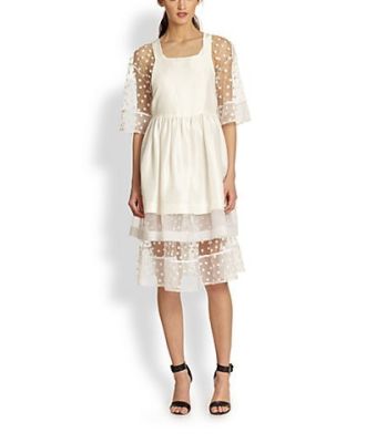 Silk Pinafore Sheer Polka-Dot Underlay Dress