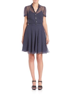 Silk Polka-Dot Fit-&-Flare Dress
