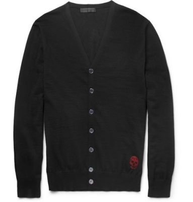 Skull-Detail Fine-Knit Cashmere Cardigan