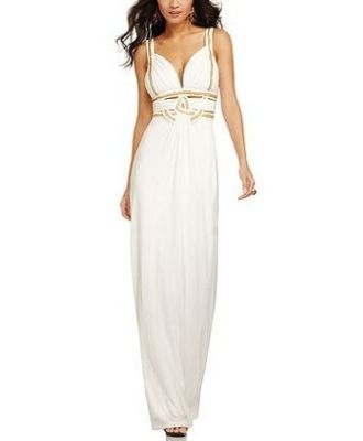 Sleeveless Beaded Cutout Gown