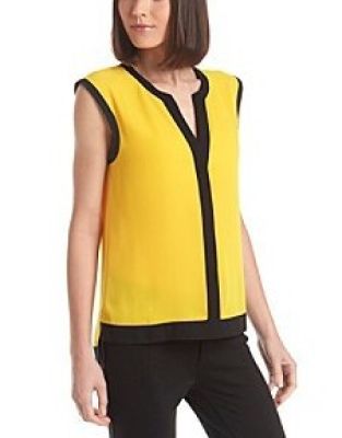 Sleeveless Colorblock V-Neck Blouse