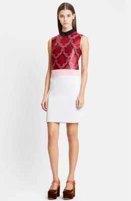 Sleeveless Damask Jacquard Sheath Dress (Altered)