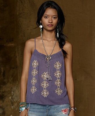 Sleeveless Embroidered Peasant Camisole