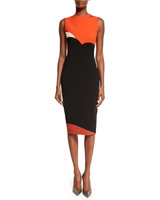 Sleeveless Heart Colorblock Sheath Dress, Sunset