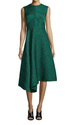 Sleeveless Herringbone Cocktail Dress, Jade