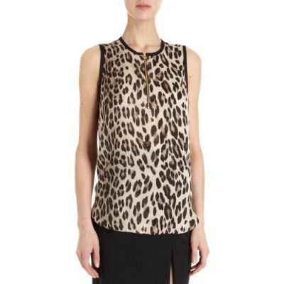 Sleeveless Leopard Print Blouse