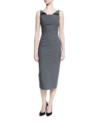Sleeveless Neck-Flap Sheath Dress