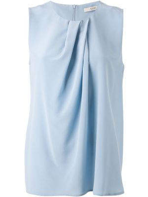 Sleeveless Pleated Blouse in Navy