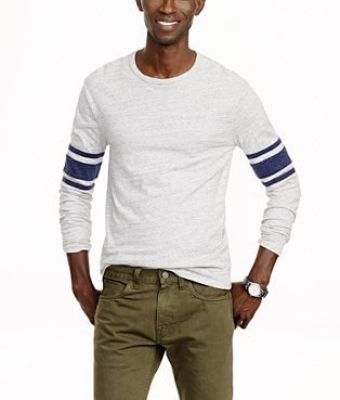 Slim football tee in stripe
