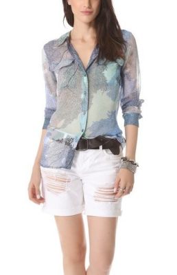 Slim Signature Blouse in Bright White Multi