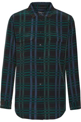 Slim Signature plaid washed-silk shirt
