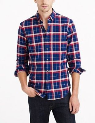 Slim vintage oxford shirt in haven blue plaid