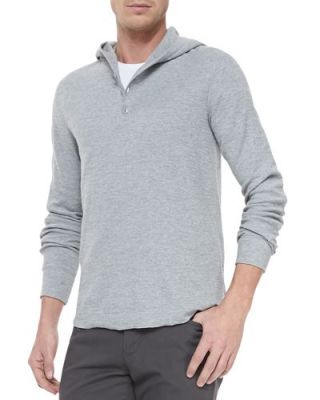 Slub-Knit Hooded Henley