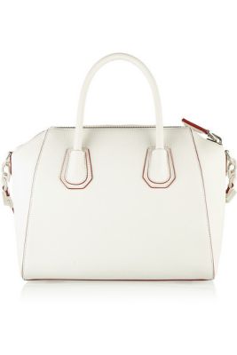 Small Antigona bag in white grained leather