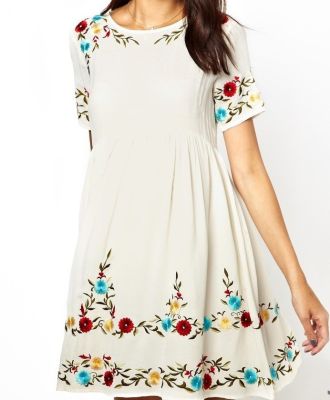 Smock Dress with Embroidery