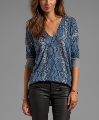 Snake Printed V-Neck Sweater