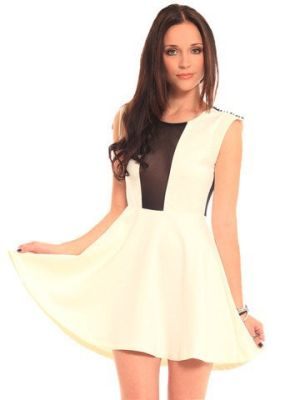 Spiked Shoulder Skater Dress
