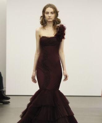 - Spring 2013 - Kaye One-Shoulder Mermaid Wedding Dress with Ruffle Details |