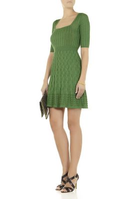 Square Neck Wave Knit Dress