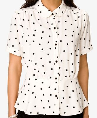 Star Print Peplum Top