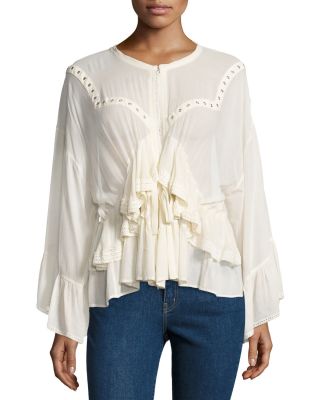 Stockett Ruffle & Grommet Voile Top