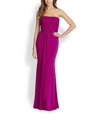 Strapless Draped Silk Gown