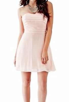 Strapless Pleated-Bodice Dress