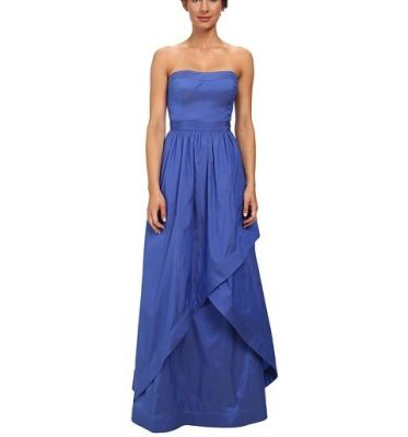 Strapless Taffeta Ball Gown with Cross Skirt Detail
