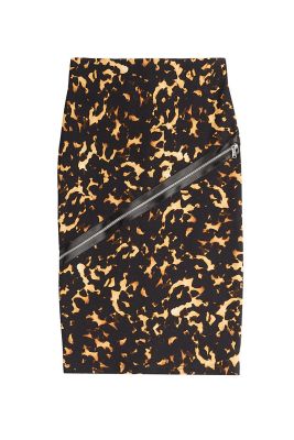 Stretch Cotton Pencil Skirt with Zip Detail