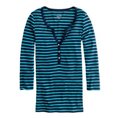 Stripe henley with gold buttons