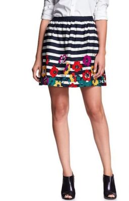 Striped Floral Skirt