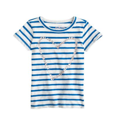 STRIPED SEQUIN HEART T-SHIRT