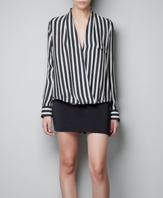 Striped Wrap Blouse