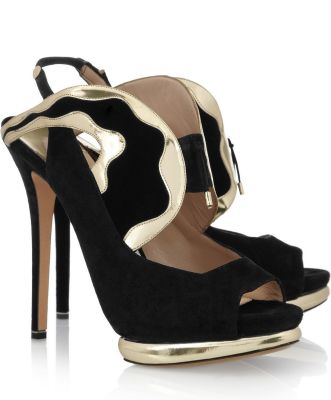 Suede and Metallic Leather Sandals