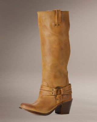 Suede Carmen Harness Tall Boot in Tan