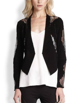 Suede Lace-Detail Blazer