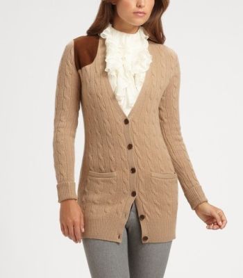Suede Patch Wool Cashmere Sweater