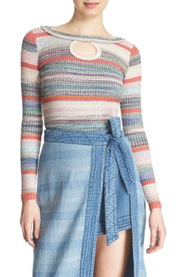 'Sunshine Dreamer' Stripe Keyhole Sweater
